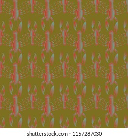 Summer background lobster multicolored sea seamless.