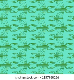 Summer background lobster multicolored sea seamless.