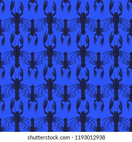 Summer background lobster multicolored sea seamless.