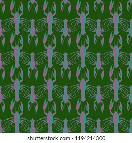 Summer background lobster multicolored sea seamless.