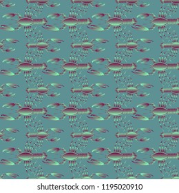 Summer background lobster multicolored sea seamless.