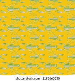 Summer background lobster multicolored sea seamless.