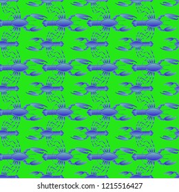Summer background lobster multicolored sea seamless.