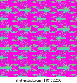 Summer background lobster multicolored sea seamless.