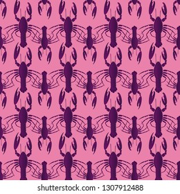 Summer background lobster multicolored sea seamless.
