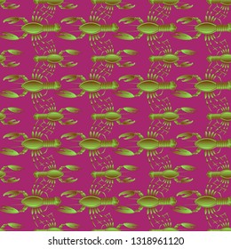 Summer background lobster multicolored sea seamless.