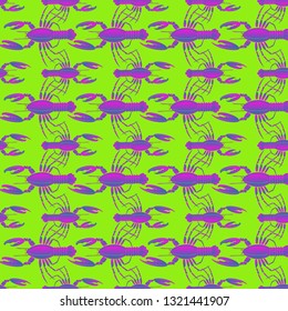 Summer background lobster multicolored sea seamless.