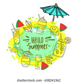 Summer Background Logo Hand Drawn Design Stock Vector (Royalty Free ...