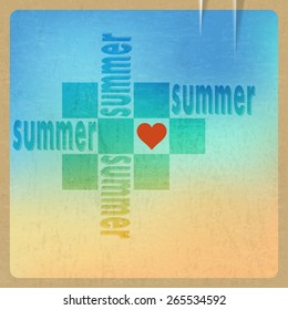 Summer background love summer. Grunge. Vector illustration.