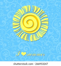 Summer background. I love summer. Vector illustration