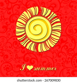 Summer background. I love summer. Vector illustration