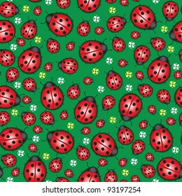 Summer background with millions of ladybug