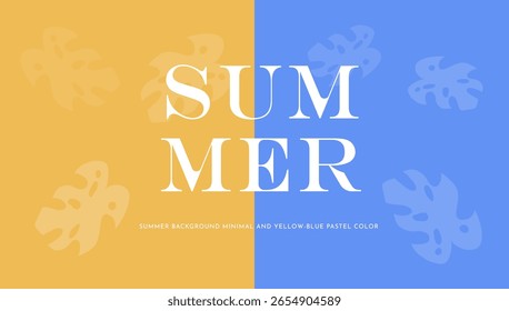 Sommer-Hintergrund, Hintergrund, Sommer minimal, gelb, blau, pastellfarben, Urlaub in der Sommerzeit.