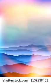 Summer background with mountains in the fog