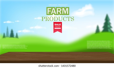 Summer background, nature landscape realistic, beautiful sky, vector illustration