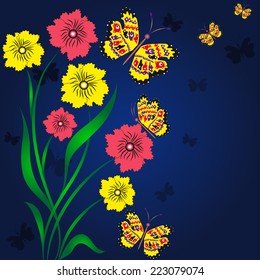 Summer background with night butterflies