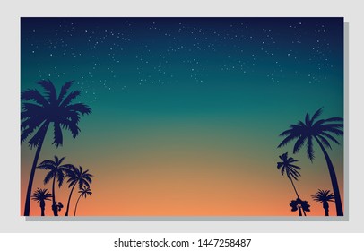 Summer Background. Night Summer Poster. California, Vacation, Beach.