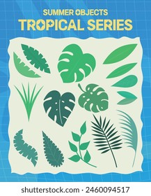 Summer Background Object Tropical leaves Vector Illustration Series 
