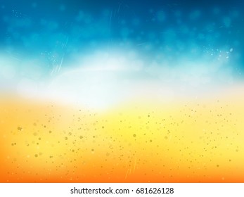Summer background with ocean water and sand. Vector illustration.