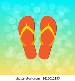 Summer background with orange flip flop. Vector illustration