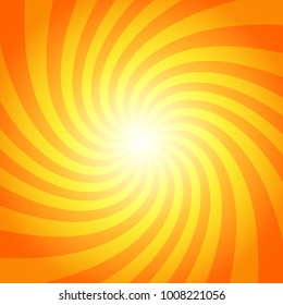 Summer background with orange yellow rays summer sun hot swirl with space for your message. Vector illustration EPS 10 for design element presentation, brochure layout page, packing label