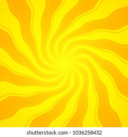 Summer background with orange yellow rays summer sun hot swirl with space for your message. Vector illustration EPS 10 for design element presentation, brochure layout page, packing label