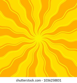 Summer background with orange yellow rays summer sun hot swirl with space for your message. Vector illustration EPS 10 for design element presentation, brochure layout page, packing label