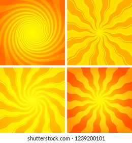 Summer background with orange yellow rays summer sun hot swirl with space for your message. Vector illustration EPS 10 for design element presentation, brochure layout page, packing label