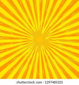 Summer background with orange yellow rays summer sun hot swirl with space for your message. Vector illustration EPS 10 for design element presentation, brochure layout page, packing label