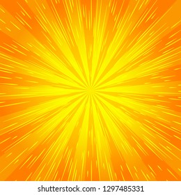 Summer background with orange yellow rays summer sun hot swirl with space for your message. Vector illustration EPS 10 for design element presentation, brochure layout page, packing label