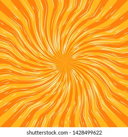 Summer background with orange yellow rays summer sun hot swirl with space for your message. Vector illustration EPS 10 for design element presentation, brochure layout page, packing label