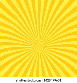 Summer background with orange yellow rays summer sun hot swirl with space for your message. Vector illustration EPS 10 for design element presentation, brochure layout page, packing label