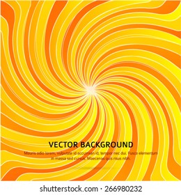 Summer background with orange yellow rays summer sun light burst. Hot swirl with space for your message. Vector illustration EPS 10 for design presentation, brochure layout page, cover book & magazine