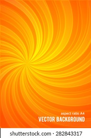 Summer background with orange yellow rays summer sun light burst. Hot swirl with space for your message. Vector illustration EPS 10 for design presentation, brochure layout page, cover book & magazine