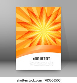 Summer background with orange yellow rays summer sun light burst. Hot announcement with space for message. Vector illustration EPS 10 for design presentation, brochure layout page, cover magazine