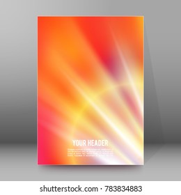 Summer background with orange yellow rays summer sun light burst. Hot announcement with space for message. Vector illustration EPS 10 for design presentation, brochure layout page, cover magazine