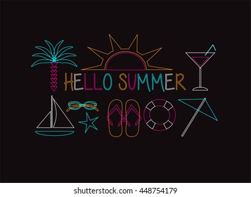 Summer background outlines neon color