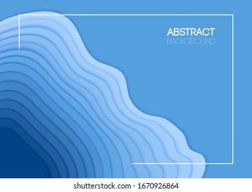 Los antecedentes de verano. Superpongan las olas azules. Mar de estilo moderno 3D. El estilo de papel cortado. Cartel con lugar vacío para el texto.