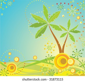 Summer background with palm