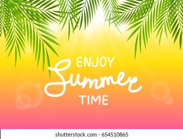 Summer background with palm leaves