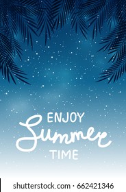 Summer background with palm leaves