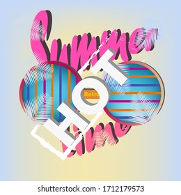 Summer background with palm leaves and sunglasses in retro style.Retro futuristic background 1980s style.  Classic 80s design vector illustration.
Hot summer time