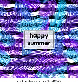 Summer background with palm leaves. Vector template for invitation, card, poster, cover, packaging design. Jungle pattern.