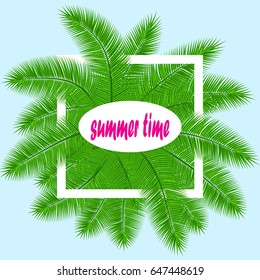 Summer background with palm leaves. Vector Illustration. Eps10.