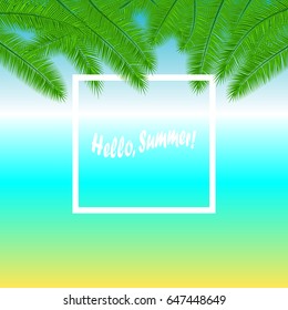 Summer background with palm leaves. Vector Illustration. Eps10.