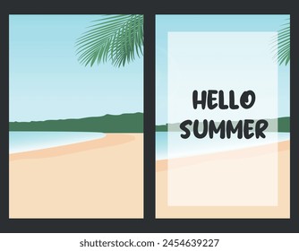 summer background with palm. summer poster vector illustration. Summer view poster. Hello summer banner