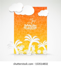 Summer background. Background with palm tree and place for your text. Vector illustration.