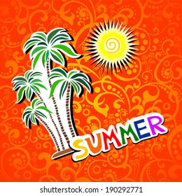 Summer background. Background with palm tree and place for your text. vector illustration 