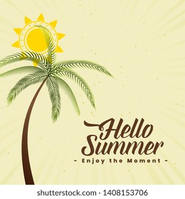 summer background with palm tree and sun