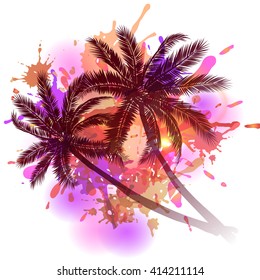 Summer background with palm trees 